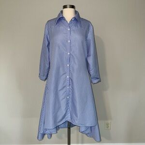 Vintage Blue and White Checkered High-Low Dress